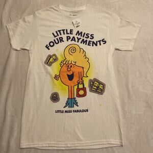 Mr Men Little Miss Fabulous White T-shirt Women's SZ S Shirt Funny Cartoon